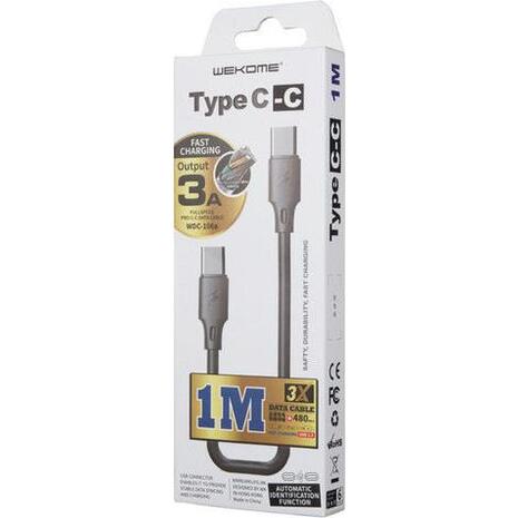 Καλώδιο φόρτισης WK TYPE-C to TYPE-C Black 1m Full Speed Charging Cable WDC-106 3A